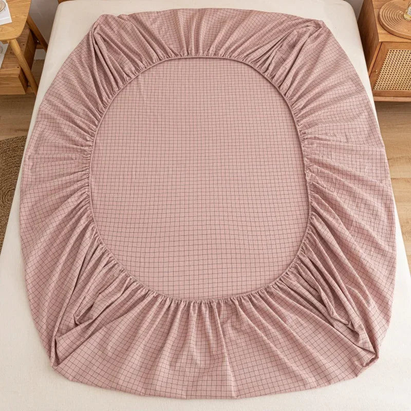 DecorBites™ Cotton Fitted Sheet with Elastic Bands for Single Double King Queen Bed