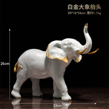 DecorBites™ Elephant Resin Sculpture: Luxury Animal Statue for Home & Office Decor
