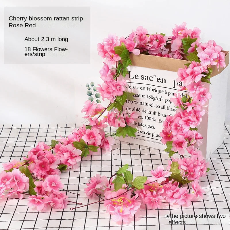 ديكور بايتس™ 250 سم من زهور الورد على شكل إكليل من الكرمة وخلفية من قصب الخريف