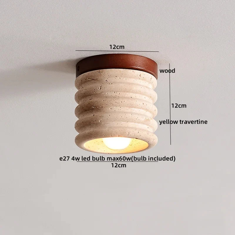 DecorBites™ LED Ceiling Lamp Natural Yellow Travertine Walnut Wood Ceiling Lights