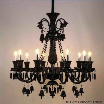 DecorBites™ Black Crystal Chandelier: Luxury Lighting for Villa Hotel, Living Room, Dining Room