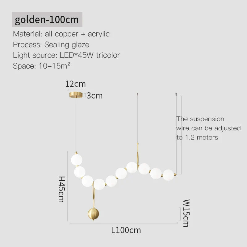 DecorBites™ Brass Full Copper Modern Chandelier Light Fixture for Stylish Living Spaces