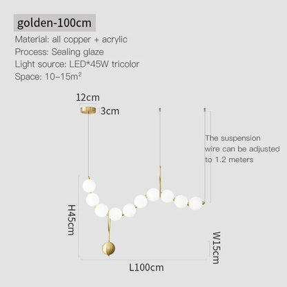 DecorBites™ Brass Full Copper Modern Chandelier Light Fixture for Stylish Living Spaces