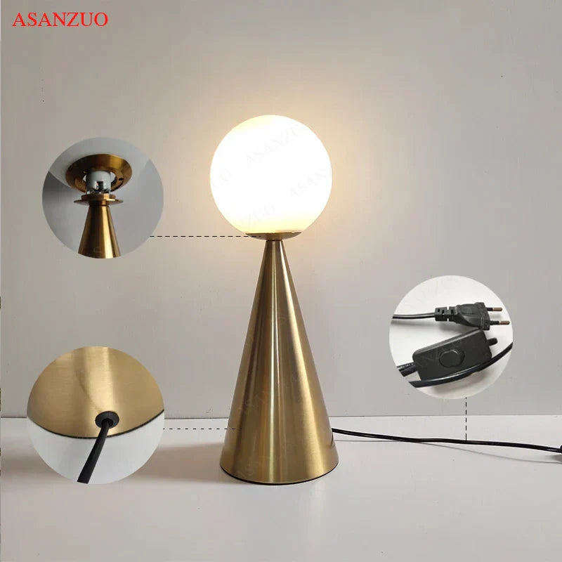 DecorBites™ Cone Glass Table Lamp for Bedside Art, Bar, Cafe, and Living Room Decor