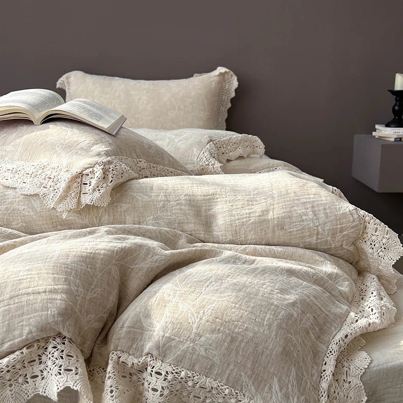 DecorBites™ Lace Princess Jacquard Bedding Set - 4Pcs