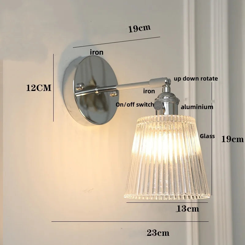 DecorBites™ Clear Glass Iron Wall Lamp - Dual Light Up Down Rotate for Home Décor