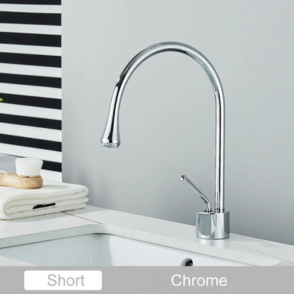 Grifo alto DecorBites™ Gold, mezclador giratorio de cascada de 360° para lavabo de baño