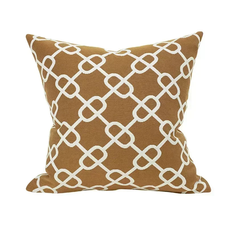 Decorbites™ Geometrisches Jacquard-Kissenbezug - Braun-Kaffee-Farbe Leichtluxuriöse Moderne Dekor-Kissen