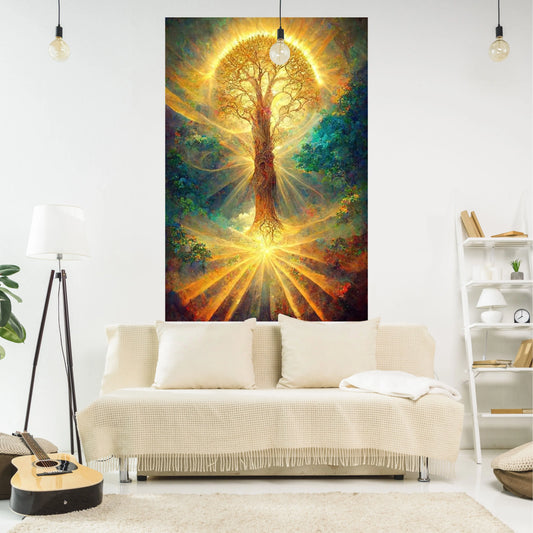 Decobites Chakra Trees Life Tapestry: Bohemian Style Wall Hanging & Home Decor