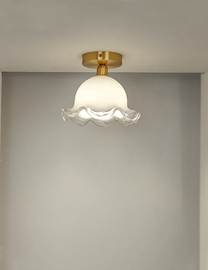 DecorBites™ Antique Glass Ceiling Light: Elegant French Design, Unique Modern Brass Luminaria