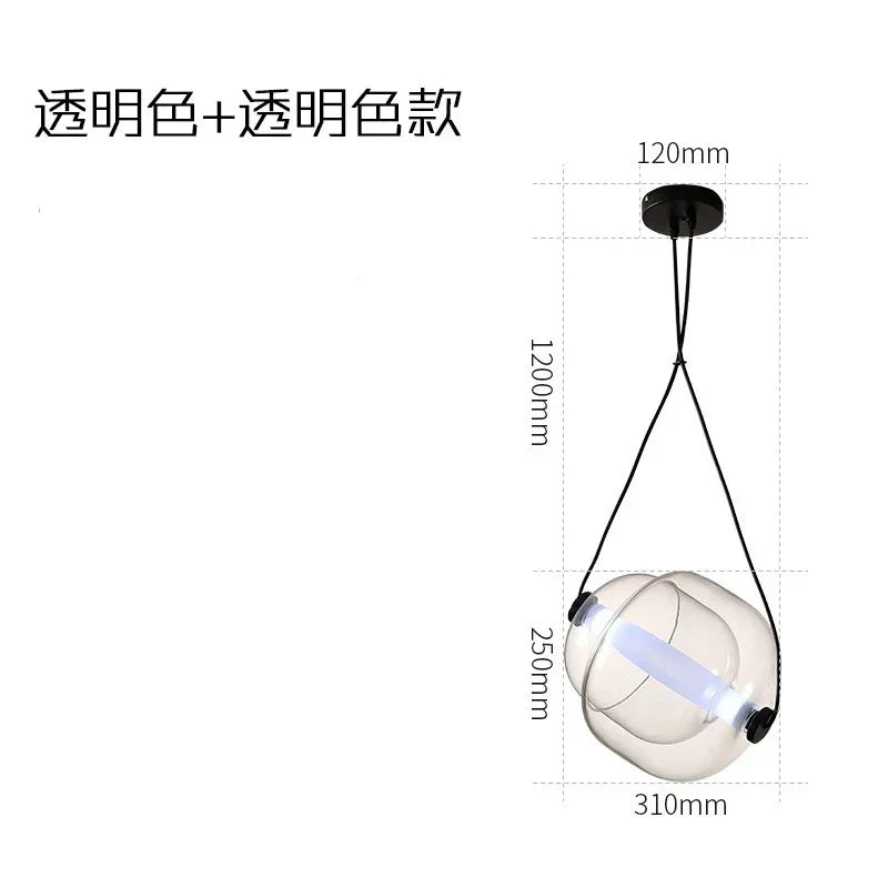 DecorBites™ Czech Glass Capsule Pendant Light for Colorful LED Restaurant Bar Chandelier