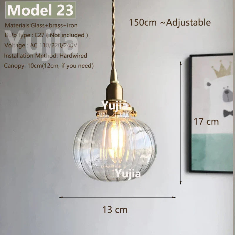 Vintage Green Glass Pendant Light With Brass Details