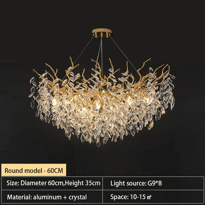 DecorBites™ Crystal Chandelier: Modern Luxury Branch Pendant Light for Living Room, Lobby & Hotel