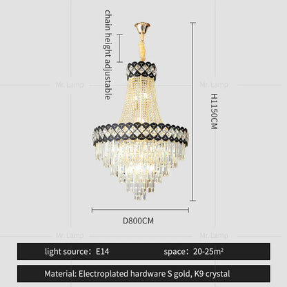 DecorBites™ Crystal Chandelier Spiral Staircase Hall Lamp Duplex Living Room Hardware Texture