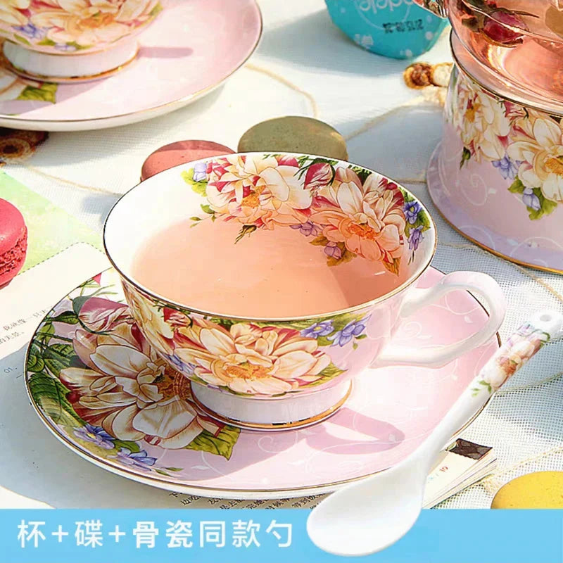 Juego de té DecorBites™ de porcelana fina, tetera y taza resistentes de 1000 ml para el té de la tarde