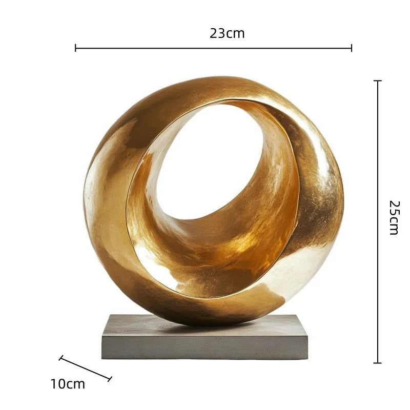 DecorBites™ Gold Geometric Abstract Resin Ring Figurines for Stylish Home Decor