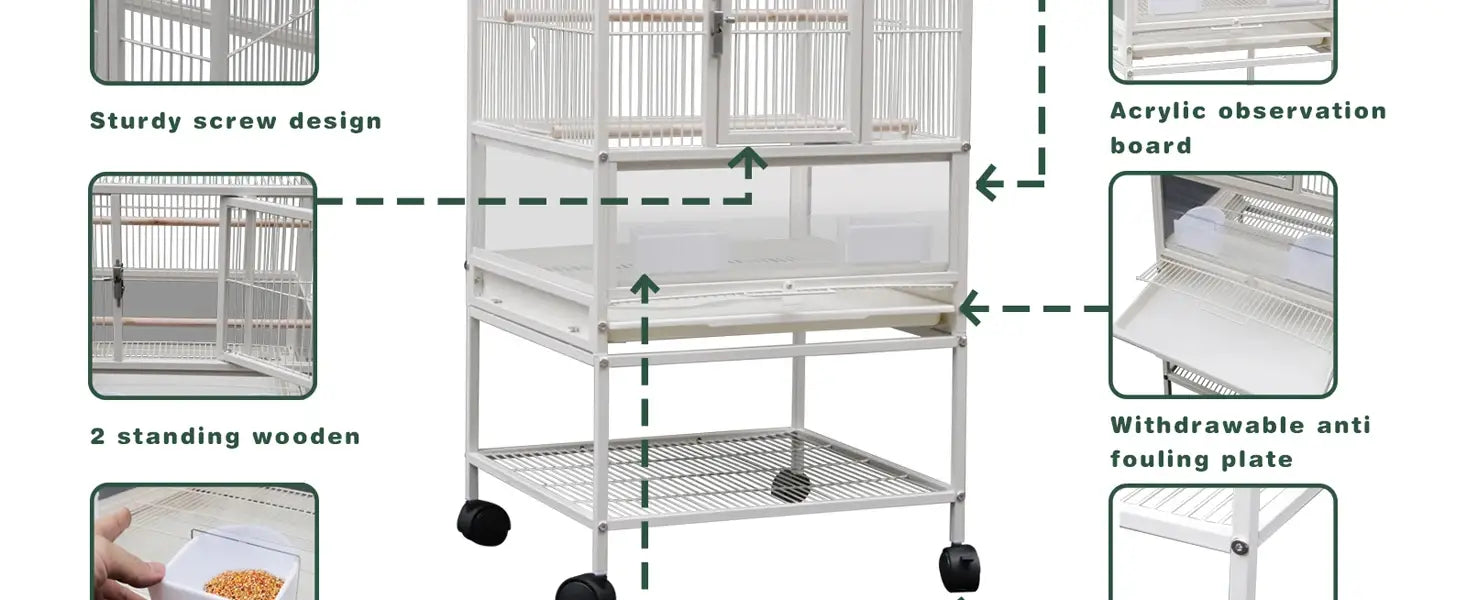 DecorBites™ Wrought Iron Bird Cage for Conures Lovebirds - 30 Inch