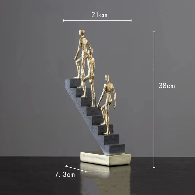 DecorBites™ Golden Man Abstract Resin Figure Sculpture Staircase Decor