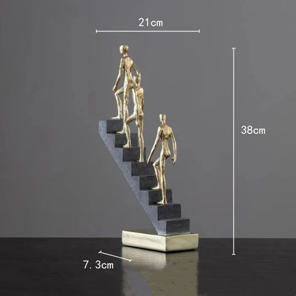 DecorBites™ Golden Man Abstract Resin Figure Sculpture Staircase Decor