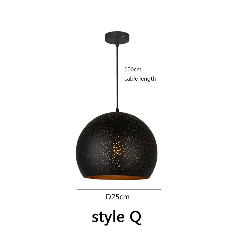 Lámpara colgante industrial nórdica negra DecorBites™ de estilo retro, casquillo E27, para comedor o cocina.