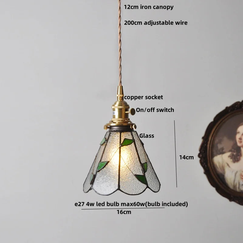 مصباح معلق قابل للتعديل LED من DecorBites™ مصنوع من خشب الجوز والزجاج الكهرماني