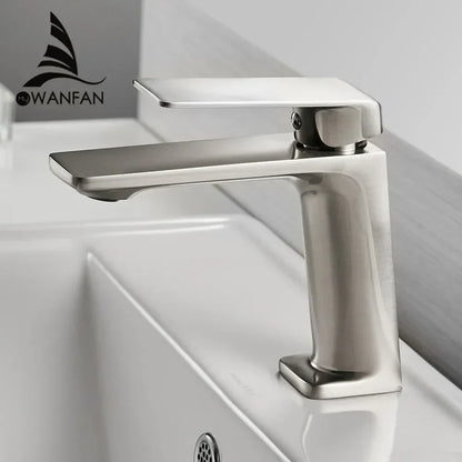 DecorBites™ Brushed Nickel Bathroom Sink Faucet Single Handle Basin Mixer Tap