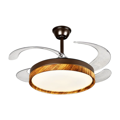 DecorBites™ LED Solid Wood Round Ceiling Fan Light with Remote Control