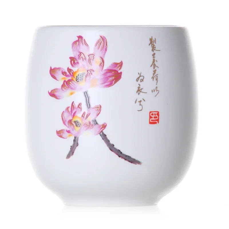 DecorBites™ Ceramic Kung Fu Tea Cup With Handle White Porcelain Drinkware