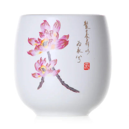 DecorBites™ Ceramic Kung Fu Tea Cup With Handle White Porcelain Drinkware