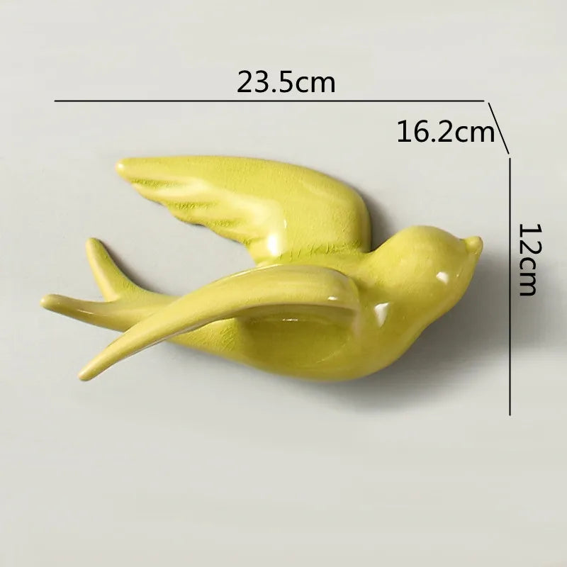 DecorBites™ Flying Bird Ceramic Wall Ornament Simulation Room Decoration Indoor Accent