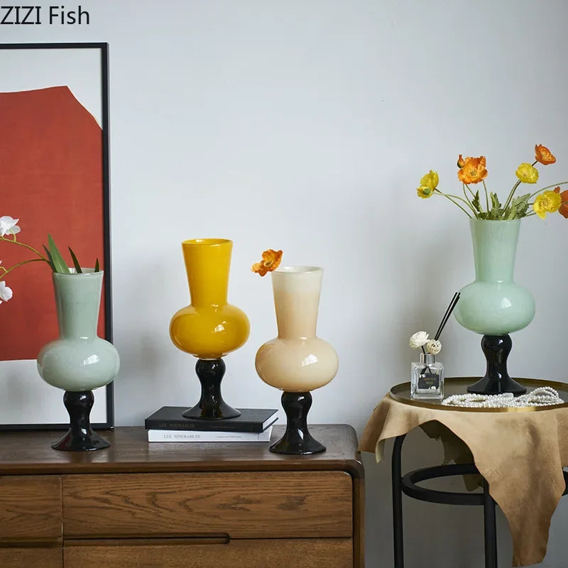 DecorBites™ Goblet Glass Vase for Desk Decoration with Artificial Flowers