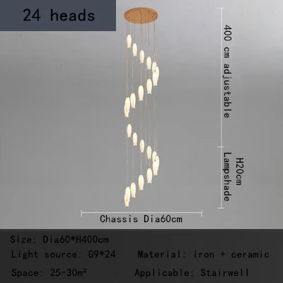 DecorBites™ Elegant Tulip Staircase Chandelier: Luxury Decor Hanging LED Lamp for Lobby, Restaurant, Hotel.