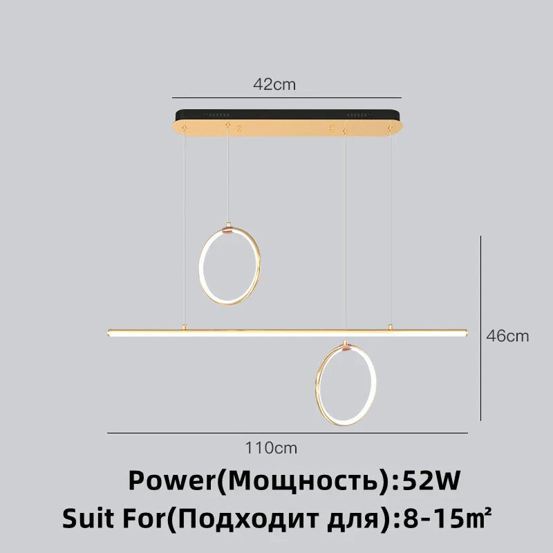 DecorBites™ Gold Luxury Ring Pendant Chandelier for Modern Villa and Home Decor