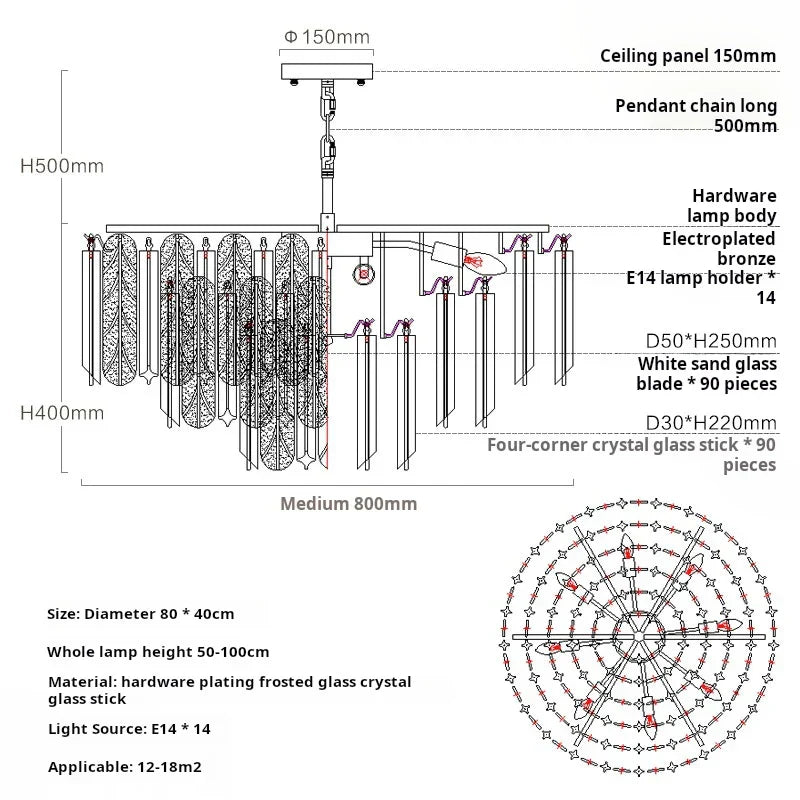 Lámpara colgante de cristal DecorBites™ para dormitorio: Iluminación de cristal de lujo de diseño para la sala de estar