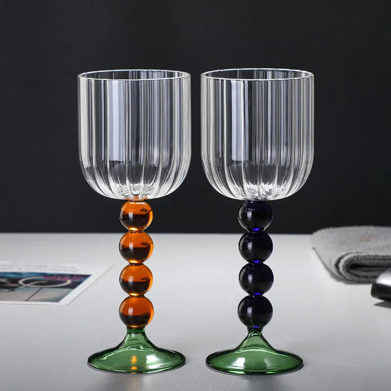 DecorBites™ Deluxe 12oz Colored Wine Glass Twister Stem Cup - Heat Resistant Retro Design