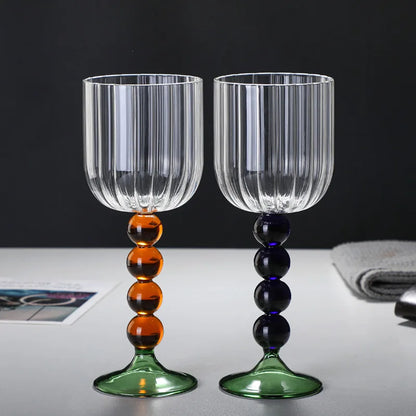 DecorBites™ Deluxe 12oz Colored Wine Glass Twister Stem Cup - Heat Resistant Retro Design