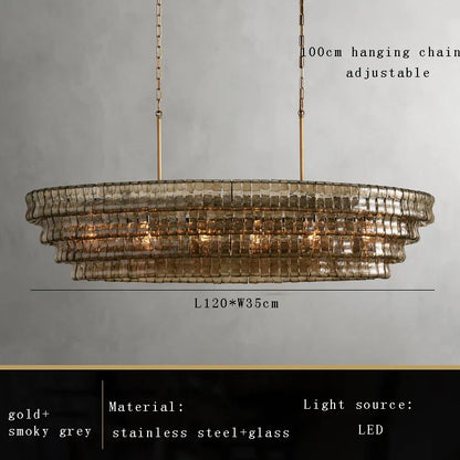 DecorBites™ Brown Glass Pendant Lights for Dining Table Chandelier, Oval Clear Round Suspension Lamp