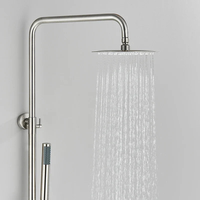 DecorBites™ Brushed Nickel Rainfall Shower System with Hot Cold Mixer for Wall Mount