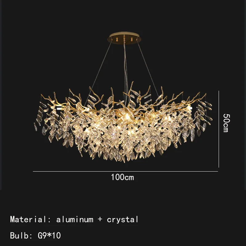 DecorBites™ Gold Aluminium Crystal Chandelier for Elegant Dining Room Lighting