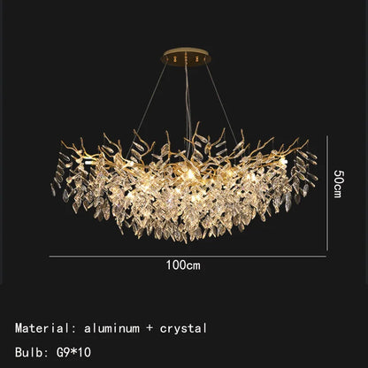 DecorBites™ Gold Aluminium Crystal Chandelier for Elegant Dining Room Lighting