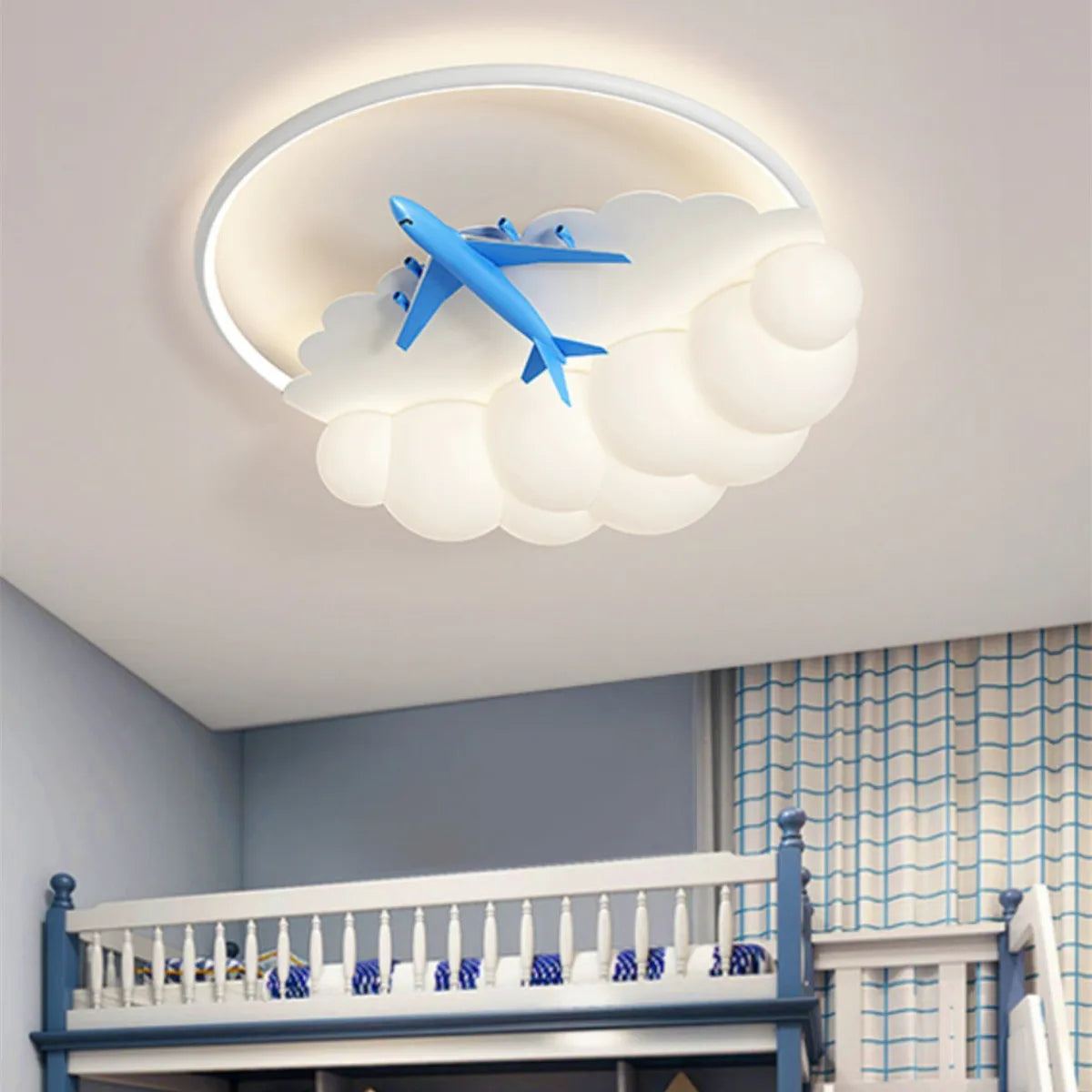 White Cloud Ceiling Light Airplane Design Kids