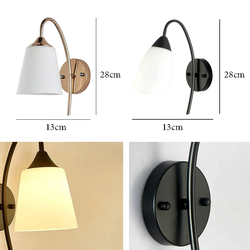 DecorBites™ Gold Glass Wall Lamp Bedroom Sconce for Hotel Living Room Aisle Staircase