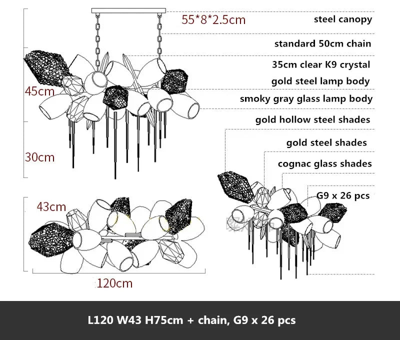 DecorBites™ Glass Shades Pendant Light Luxury Dining Lamp Indoor Decor Lighting