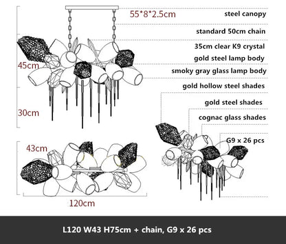 DecorBites™ Glass Shades Pendant Light Luxury Dining Lamp Indoor Decor Lighting