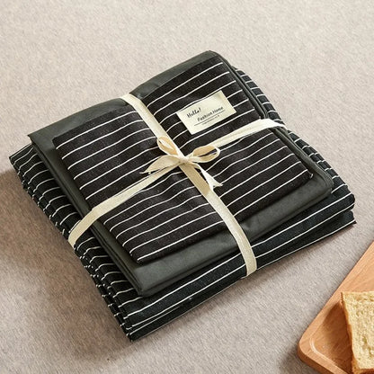 DecorBites™ Japanese Grid Printed Cotton Bedding Set in Queen/King for Cozy Sleep