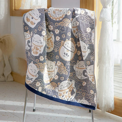 منشفة حمام ديكوربايتس™ من القطن والشاش - منشفة كرتونية كبيرة 70×140 سم