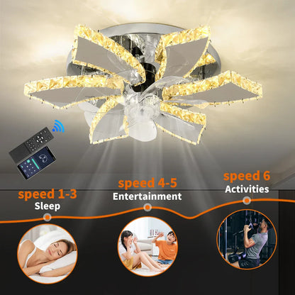DecorBites™ Crystal Luxury Ceiling Fan with LED Lamp Chandelier Smart Home Decor Fixtures