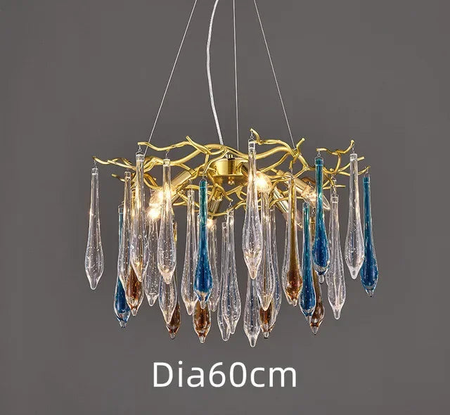 DecorBites™ Crystal Water Drop LED Chandeliers: Modern Luxury Branch Design for Living & Dining Rooms