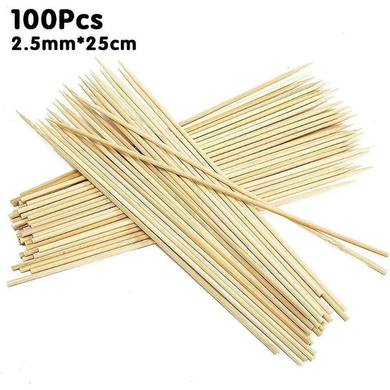 DecorBites™ Bamboo BBQ Skewers 100pcs - Catering Grill Camping Meat Tool Eco-Friendly