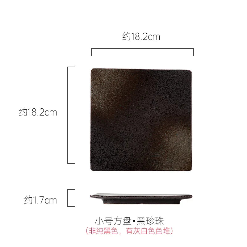 DecorBites™ Glazed Barbecue Wing Plate with Knife - Japanese Style Tray for Roast Wings and Fish